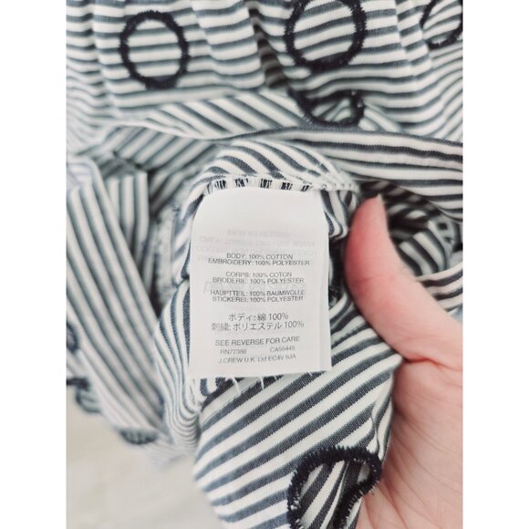 Madewell Embroidered Stripe Midi Navy White 100% Cotton Geometric Full Skirt XS - Picture 11 of 11